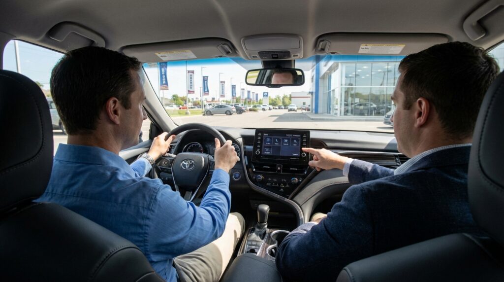 test driving a new car