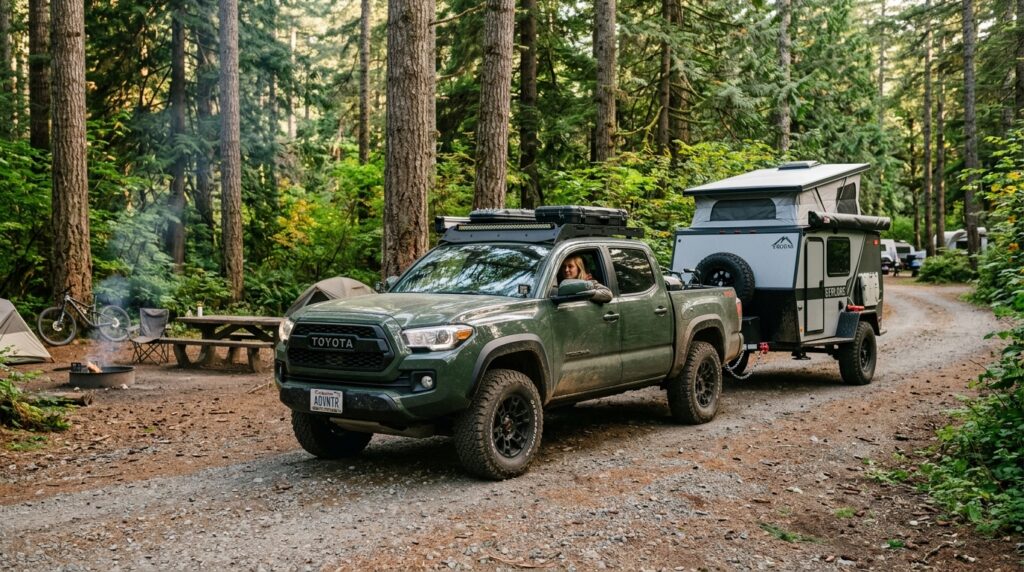 toyota tacoma towing camper trailer