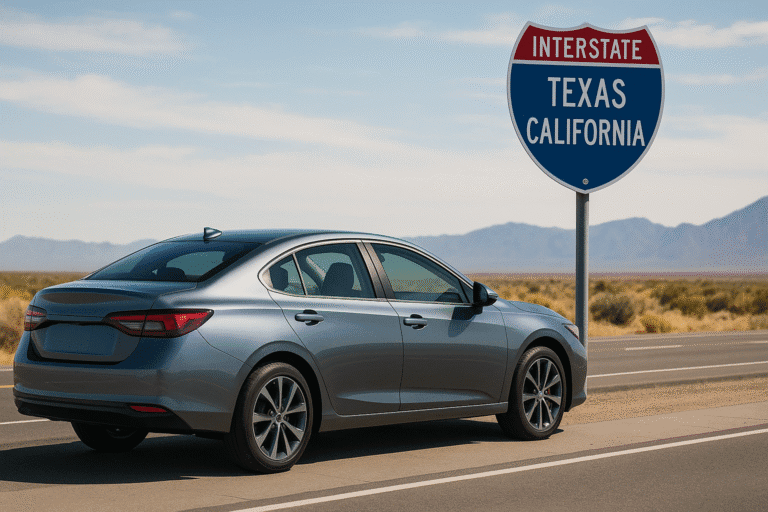buy a new car from texas to california