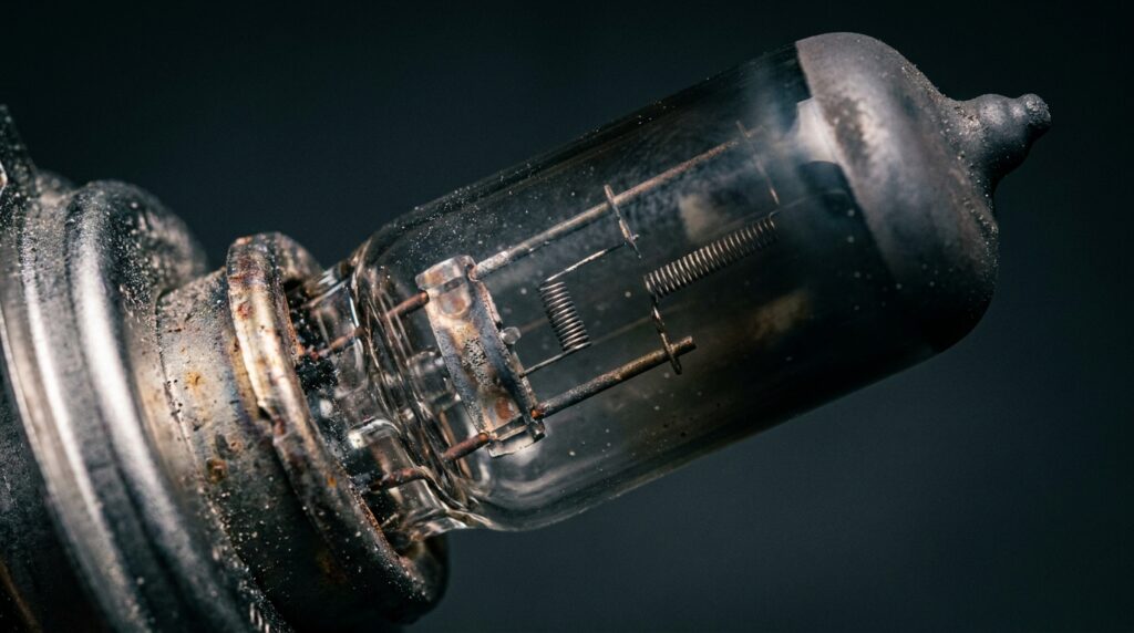 Burnt-out halogen headlight bulb