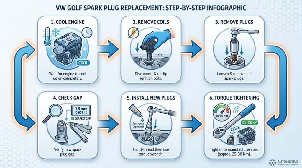 VW Golf spark plugs replacement